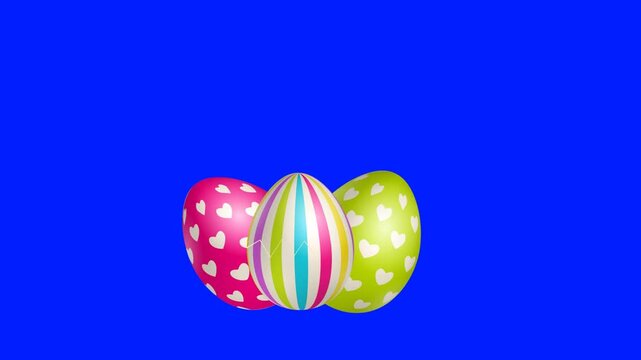 Cute Easter Egg Hatching Animated Chick on Green Screen, Easter Animation of Newborn Chick Hatching from Colorful Egg