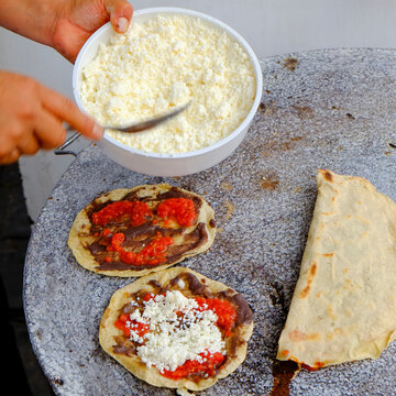 Preparing Mexican Street Food on a Griddle