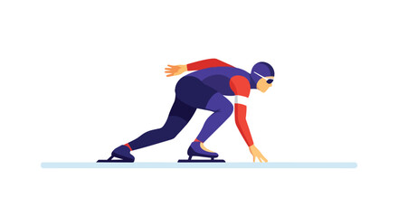 Obraz premium Speed skating athlete in starting position on ice rink professional winter sports illustration