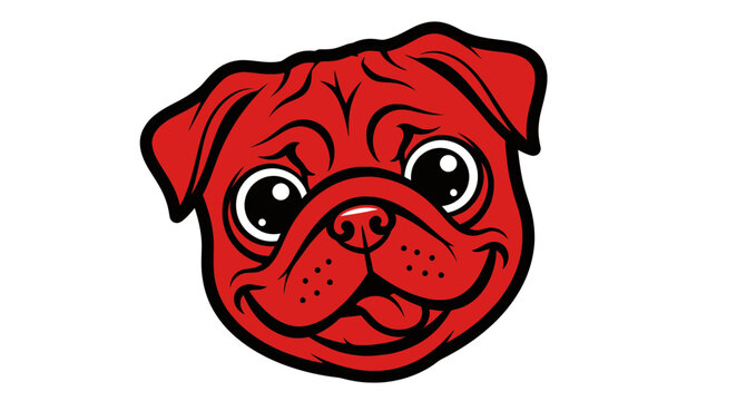 red pug dog head cartoon