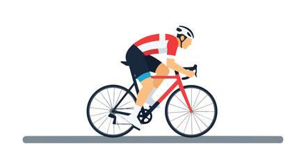 Fototapeta premium Professional Male Cyclist Riding a Red Road Bike for Sports Racing and Fitness Training Illustration