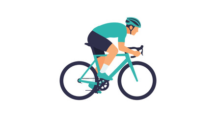 Fototapeta premium Professional road cyclist in sports gear riding a bicycle illustration isolated on white background