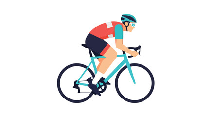 Fototapeta premium Male professional cyclist riding a road bike for competition and fitness training illustration on white background