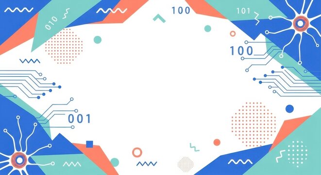 Abstract digital background with circuitry motifs and data binary codes for presentation.