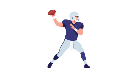 Obraz premium Professional American Football Quarterback in Uniform Throwing the Ball Isolated on White Background Illustration