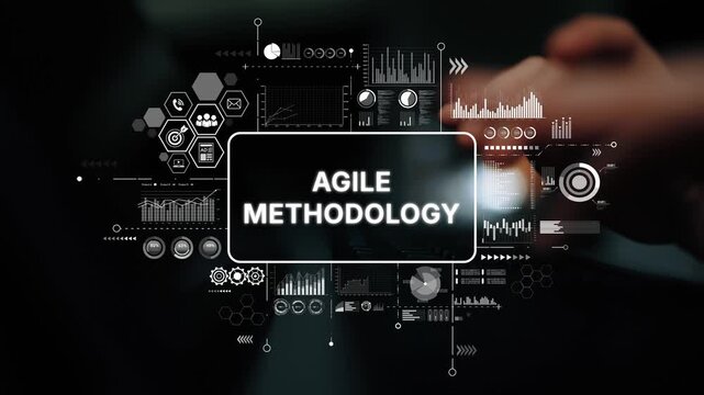 Modern Agile Methodology Concept with Data Visualization and Technology Elements in a Creative Design. Asymptotic smart data analytic.