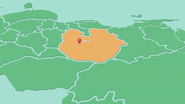 Mapa de Venezuela  con divisi&oacute;n pol&iacute;tica resaltando el estado Gu&aacute;rico con su capital San Juan de los Morros