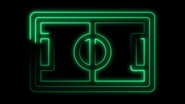 Neon Green Safe Lock Box Outline on Black Background Secure Storage Concept