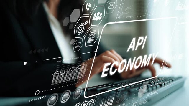 Business Professional Engaged in Digital Technology with Focus on API Economy and Innovative Data Solutions. Asymptotic smart data analytic.