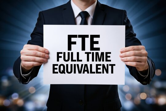 Manager holding paper with fte full time equivalent terminology