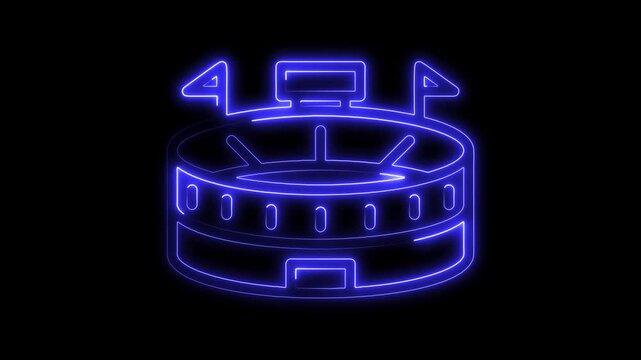 Neon blue glowing casino slot machine with flags and monitor on black background