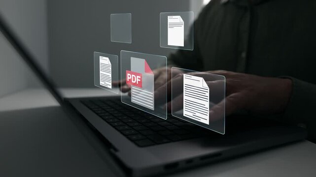 PDF document icon representing file sharing, cloud storage, digital workflow, business reporting, secure access, electronic paperwork, data organization and modern technology use.