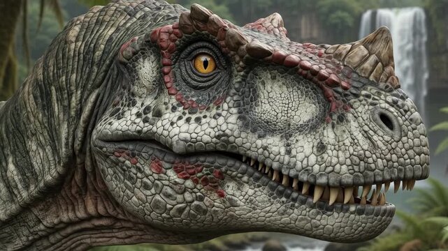 Proceratosaurus dinosaur (Proceratosaurus) Jurassic theropod, accurate representation, prominent nasal crest close up
