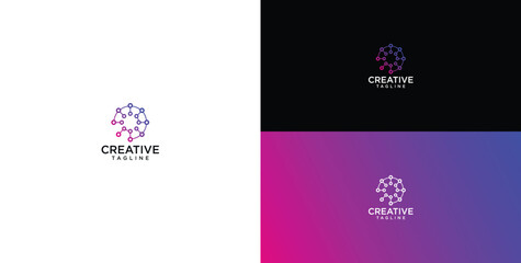 Modern Minimalist Geometric Network Connection Logo Concept Featuring Interconnected Nodes and Circular Abstract Pattern © micky_adb