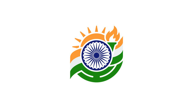 Indian National Symbol Emblem Graphic with Ashoka Chakra and Tricolor Flag Elements