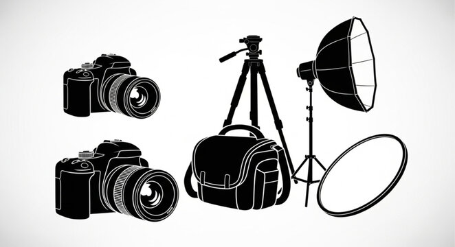 old photo camera on white