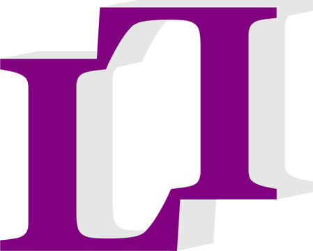 3D Double L Letter Logo, Purple and White Interlocking Monogram Symbol