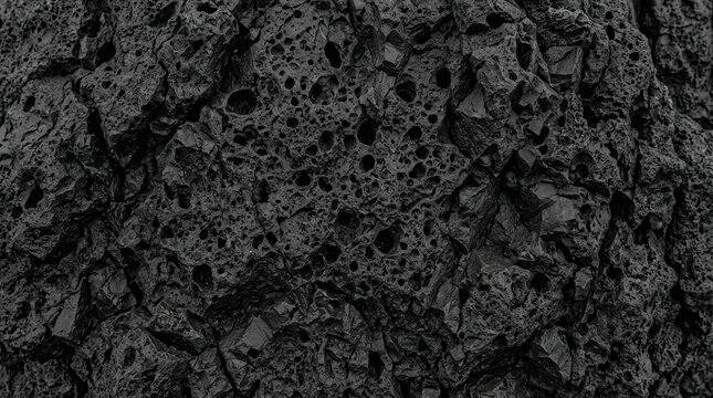Rugged Black Porous Volcanic Basalt texture background detail