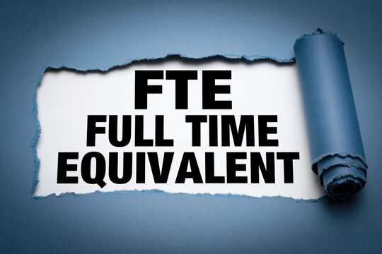Fte full time equivalent message revealed by ripped blue texture