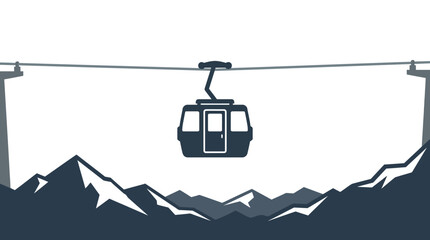 Cable Car Moving Over Mountain Landscape Vector Illustration © Adam Azriel 