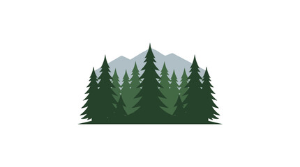 Fototapeta premium Minimalist Forest and Mountain Silhouette Vector Illustration