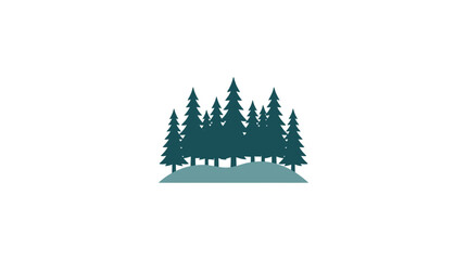 Minimalist Forest Silhouette Icon with Pine Trees on a Hill © Ilyas Raziq Zayyan A