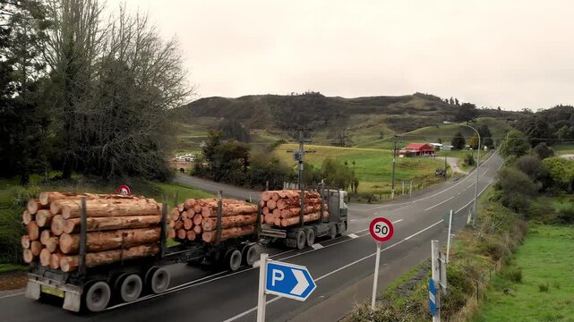 WAITOMO, NEW ZEALAND - AUGUST 2018: Road traffic along Waitomo Hills in slow motion