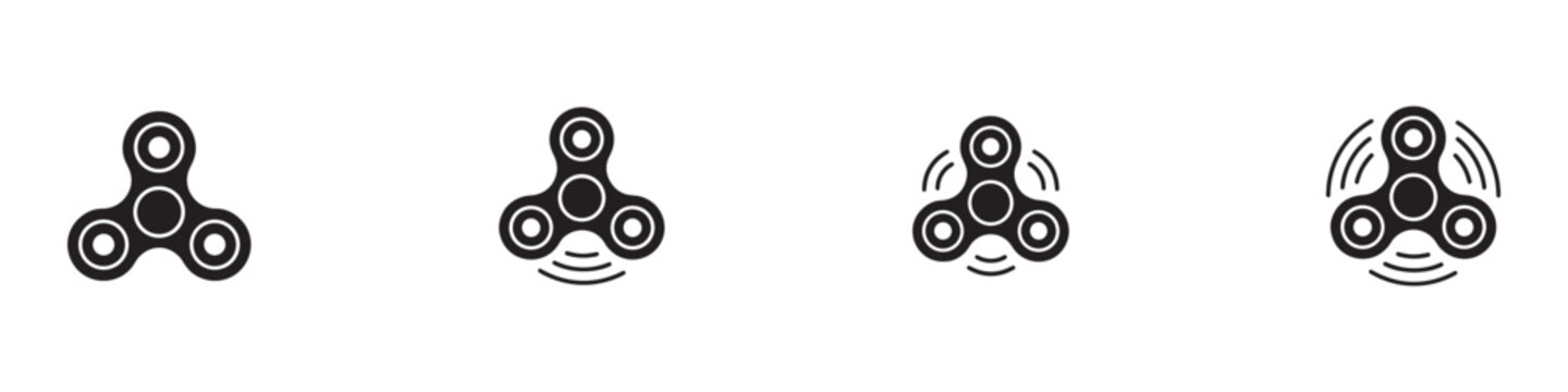 Spinner icon set. Stress relief, rotation motion symbols. Vector illustration.