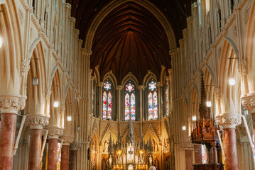 Fototapeta premium Historic Interior of St Colman's Cathedral in County Cork Ireland