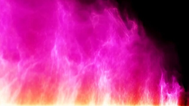 Dynamic purple and orange flames in slow motion rising against black background