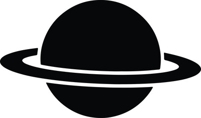 Silhouette vector planet Saturn with rings in minimal flat design © AbuSadat
