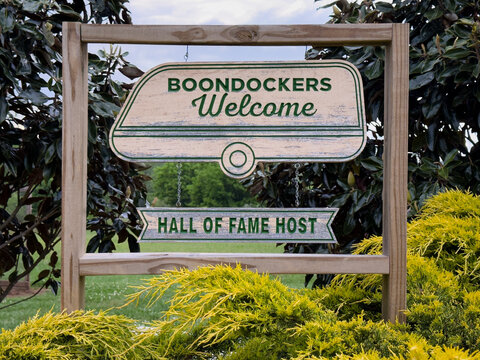 Boondockers Welcome Sign at a campsite