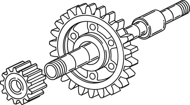 Technical of a spur gear set with drive shaft and pinion