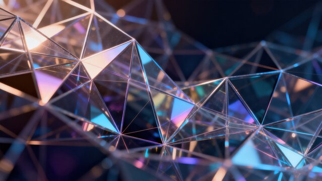 Abstract geometric network with glowing triangles