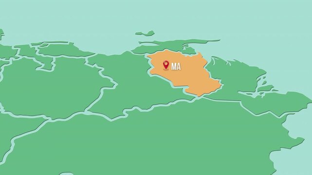 Mapa de Venezuela  con divisi&oacute;n pol&iacute;tica resaltando el estado Monagas con su capital Matur&iacute;n