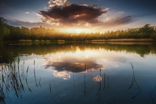 Chorz&oacute;w - Park Śląski - zach&oacute;d słońca
