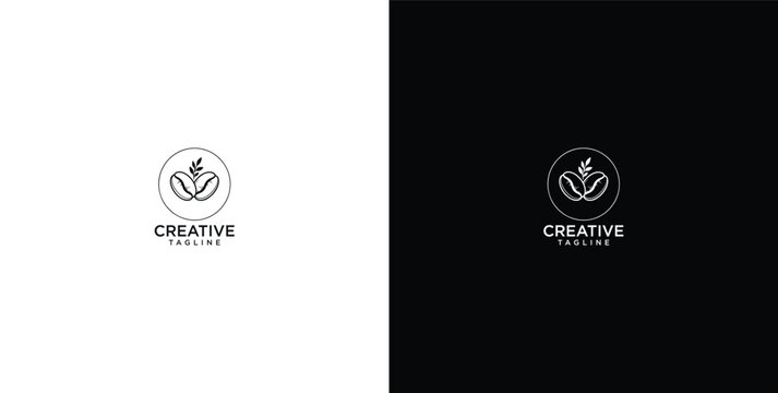 Minimalist Coffee Bean Logo for Coffee Shop or Cafe with Creative Tagline