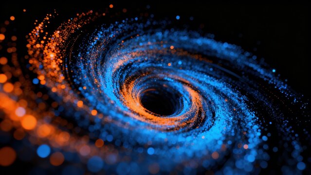 Spiral pattern of glowing particles