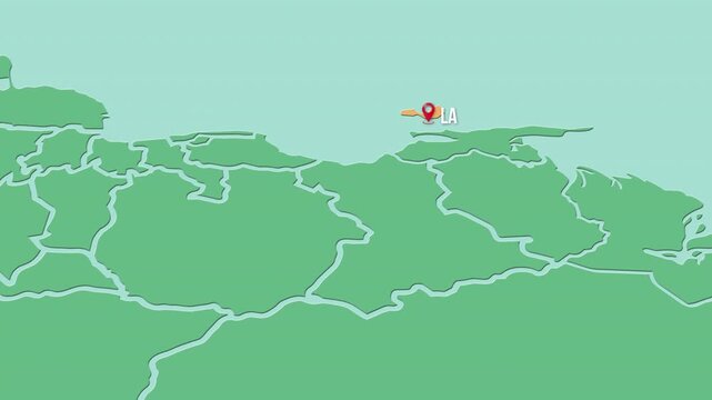 Mapa de Venezuela  con divisi&oacute;n pol&iacute;tica resaltando el estado Nueva Esparta con su capital La Asunci&oacute;n