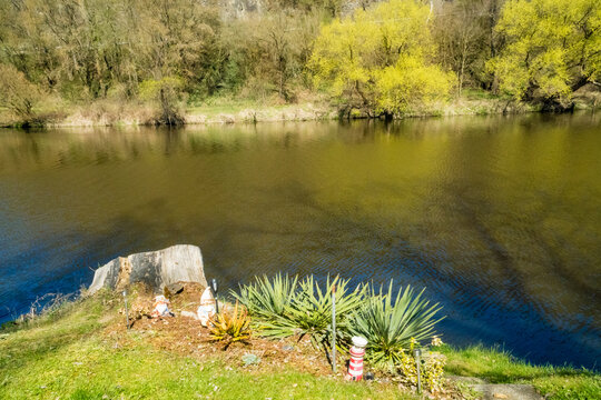 Beautiful views of the spring Berounka river, forest and mountains, Czech.