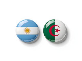 Fototapeta premium Argentina and algeria flag pins isolated on white background with clipping path.
