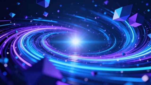 Abstract digital space with glowing lines