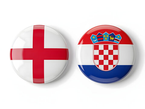 Round badge icons representing the national flags of England and Croatia on white canvas.
