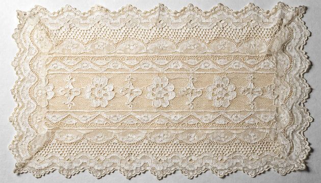 Intricate Lace Doily on White Background