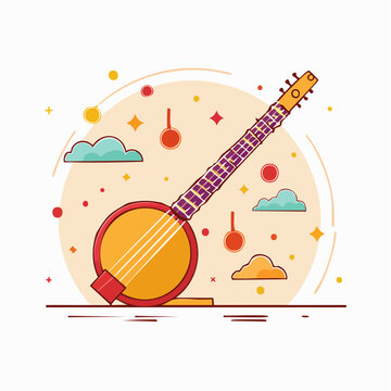 Illustration of a Saz or Baglama string instrument