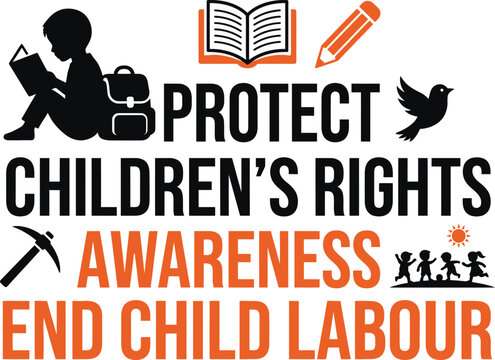 World Day Against Child Labor June 12 banner vector design with broken chain and text.