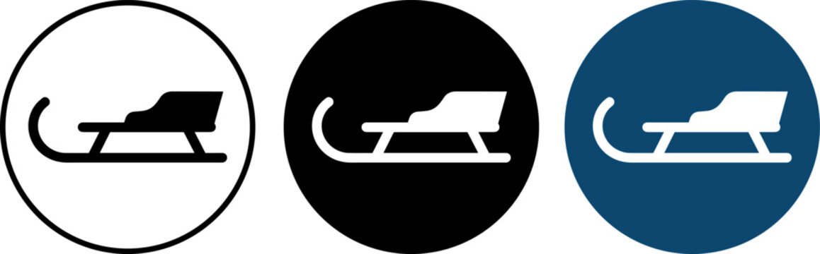 Set of three icons featuring a sleigh silhouette