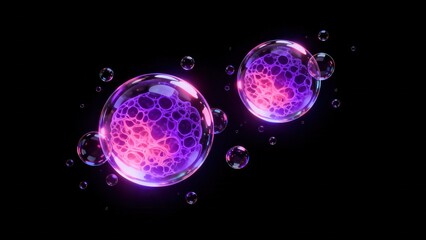 Obraz premium Glowing bubbles with intricate patterns