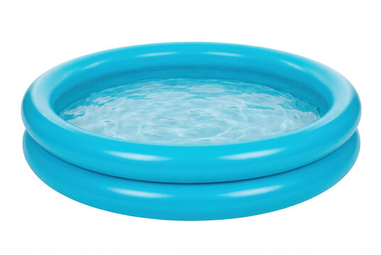 Blue Round Inflatable Wading Pool Filled with Clear Water