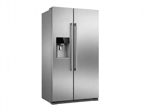 Modern Stainless Steel Side by Side Refrigerator with Integrated Water Dispenser